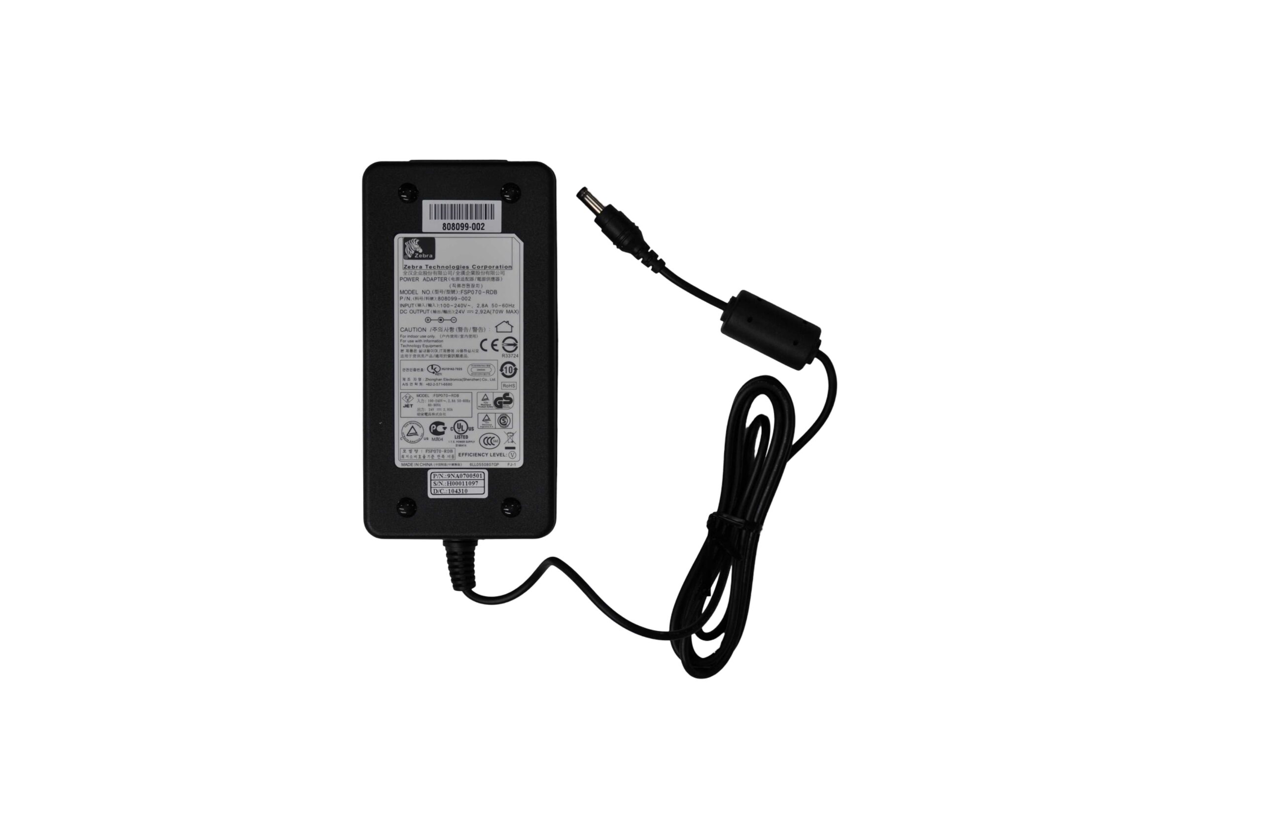 Fuente de alimentación Zebra 24V para cargador adaptador de CA Zebra 808099-002
